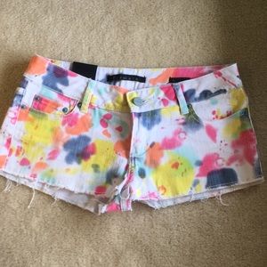 Tie dye jean shorts